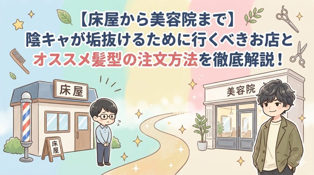 【床屋から美容院まで】陰キャが垢抜けるために行くべきお店とオススメ髪型の注文方法を徹底解説！のアイキャッチ画像