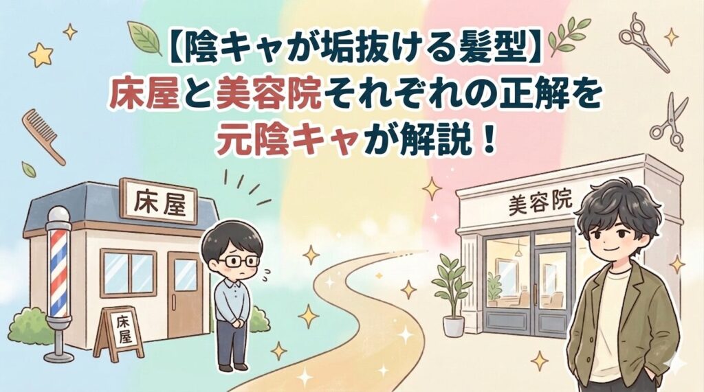 陰キャが垢抜ける髪型|床屋と美容院それぞれの正解を元陰キャが解説!のアイキャッチ画像